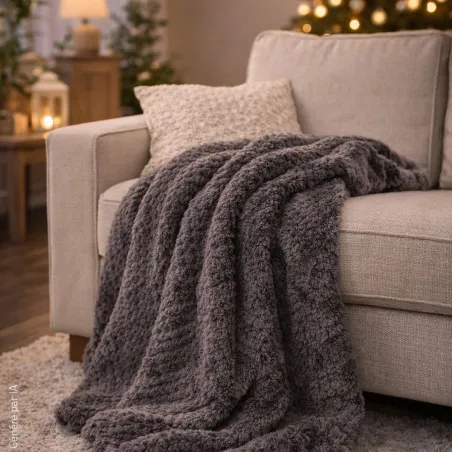 Plaid polaire gris 130x170 cm | Chaud, doux et pratique