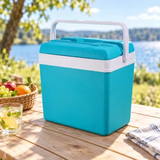 Glacière 24L Bleue - Intérieur Blanc en Plastique Rigide