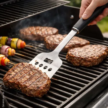 Kit 3 ustensiles barbecue en acier inoxydable - Spatule, fourchette et pince