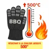 Gants de protection barbecue en Kevlar et silicone - Résistance jusqu'à 500°C