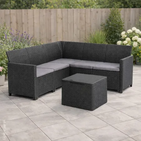 Ensemble mobilier de jardin Keter Claire 1 canapé + 1 table basse gris