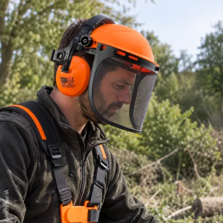 Set de débroussaillage complet avec protection intégrale - Orange
