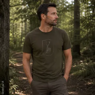 T-shirt Deerhunter cerf kaki viscose de bambou coton stretch