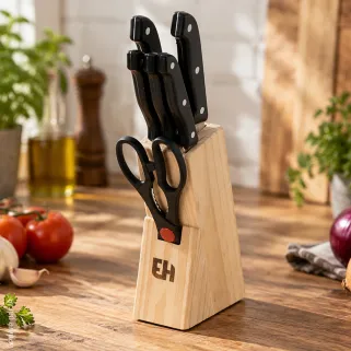Bloc 5 Couteaux acier inoxydable + 1 ciseaux