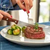 6 Couteaux Steak Inox 3cr14 22cm Lame Dentelée Effet Bois