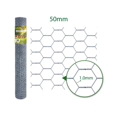 Grillage à maille hexagonale galvanisé 50mm - Hauteur 1m - Rouleau de 10m