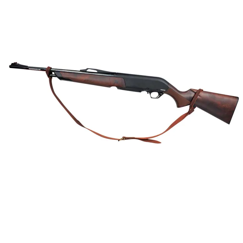 Boosteady Sangle de fusil en cuir de peau de buffle avec émerillons Mil-Spec, sangle d'arme robuste vintage, couture marron Crazy Horse, vis noires de 2,5 cm de large