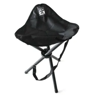 Tabouret pliant camping hauteur 45cm en toile noire, polyester