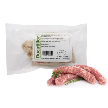 Sachet de boyaux de porc étroit 25 mètres