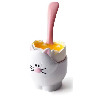 Coquetier avec cuillère chat