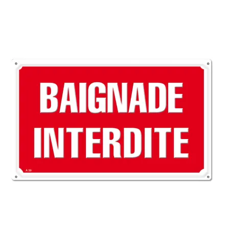 Panneau BAIGNADE INTERDITE alu 30 x 20cm