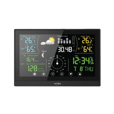 Station météo professionnelle radiopilotée tactile température, taux humidité, vitesse vent Station météo professionnelle radiopilotée tactile température, taux humidité, vitesse vent