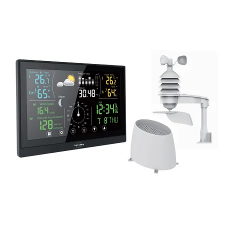 Station météo professionnelle radiopilotée tactile température, taux humidité, vitesse vent