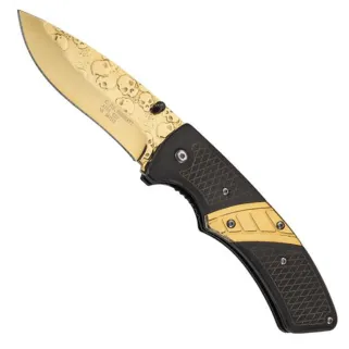 Couteau doré Herbertz® tête de mort