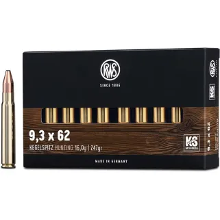 Boite de 20 Balles RWS ogive KS - 9.3x62 - 247grs - 16g