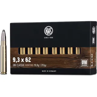 Boite de 20 Balles RWS ogive UNI - 9.3X62 - 293grs - 19g