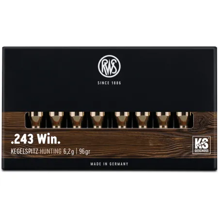 Boite de 20 Balles ogive KS - 243win - 96grs - 6.2g 955m/s