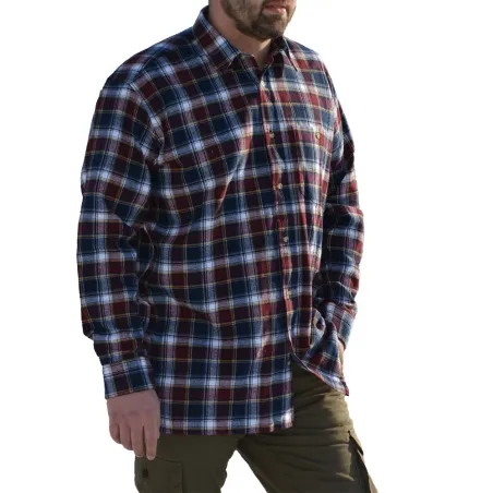 Chemise longue à carreaux bordeaux Chevron taille S à 4XL