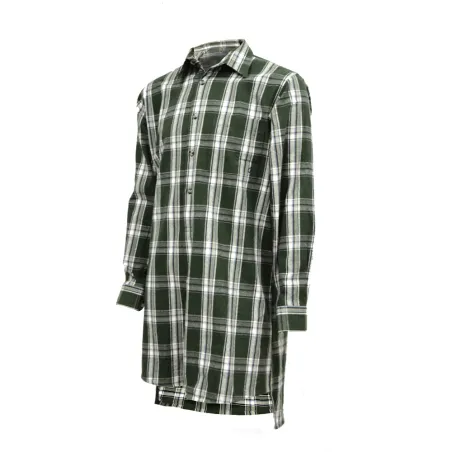 Chemise coton flanelle long pan verte taille S à 5XL