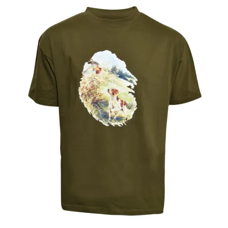 Tee-shirt Kaki Bartavel® Épagneul à l'arrêt