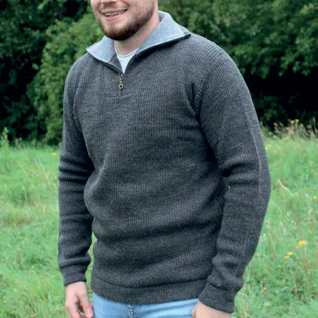 Pull col camionneur Lorry gris anthracite taille S à 3XL