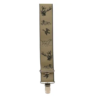 Bretelles marron, motif de chasse