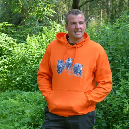 Sweat à capuche orange sangliers Bartavel Taille M à 3XL Sweat à capuche orange sangliers Bartavel Taille M à 3XL