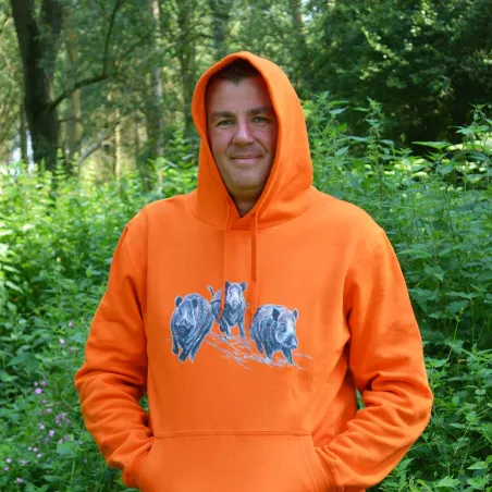 Sweat à capuche orange sangliers Bartavel Taille M à 3XL Sweat à capuche orange sangliers Bartavel Taille M à 3XL