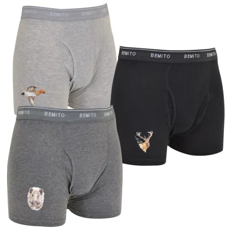 Lot de 3 Boxers 'canard, cerf, sanglier'