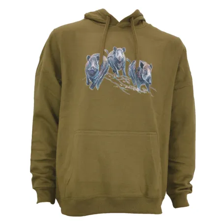 Sweat à capuche kaki 3 sangliers Bartavel taille M à 3XL