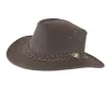 Chapeau chasse souple imperméable cuir velour marron 57 à 60