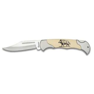 Couteau de Chasse pliant Gravure Sanglier