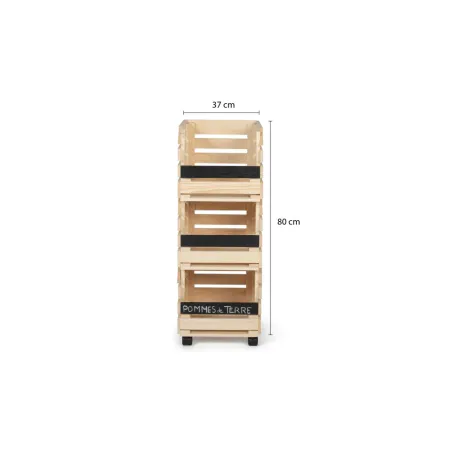 Clayettes en bois à roulettes x 3 Clayettes en bois à roulettes x 3