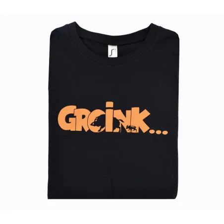 T-shirt humour homme sanglier Groink noir Bartavel