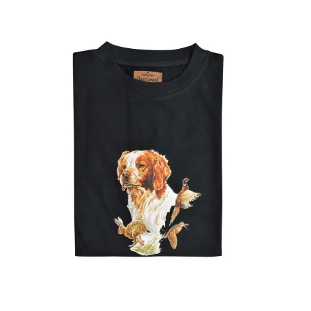 Tee-shirt noir Bartavel® épagneul breton