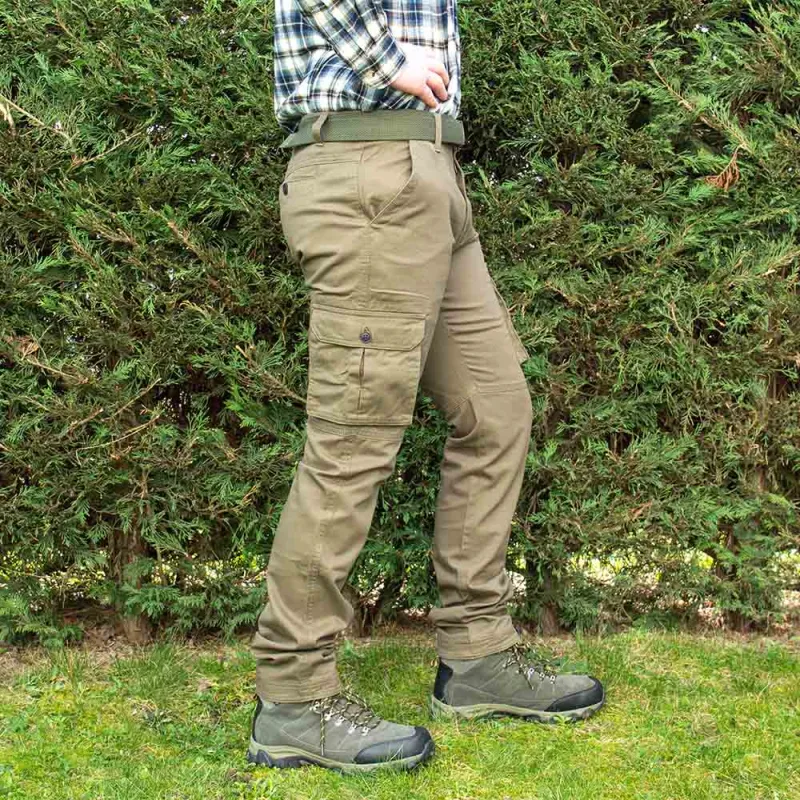Pantalon treillis poches braguette zip coton kaki 38 à 66