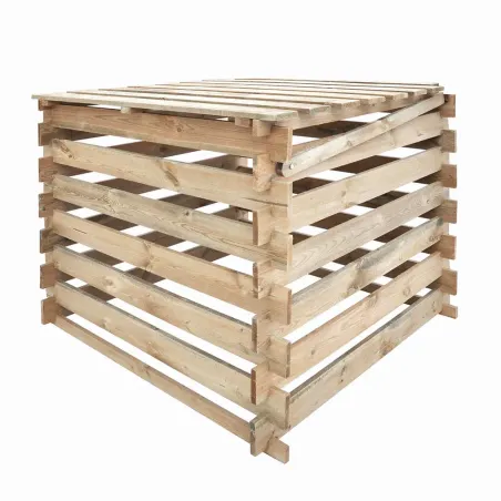 Composteur bois avec couvercle 80 x 80 cm, 510 L Composteur bois avec couvercle 80 x 80 cm, 510 L