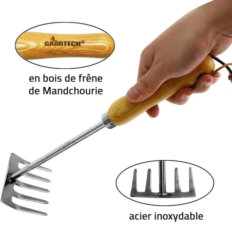 Petit râteau de jardin en acier manche bois 33 x 8 x 7 cm Petit râteau de jardin en acier manche bois 33 x 8 x 7 cm