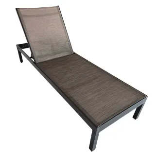 Lot de 2 Bains de soleil en aluminium taupe 193 x 65 x 32/95 cm