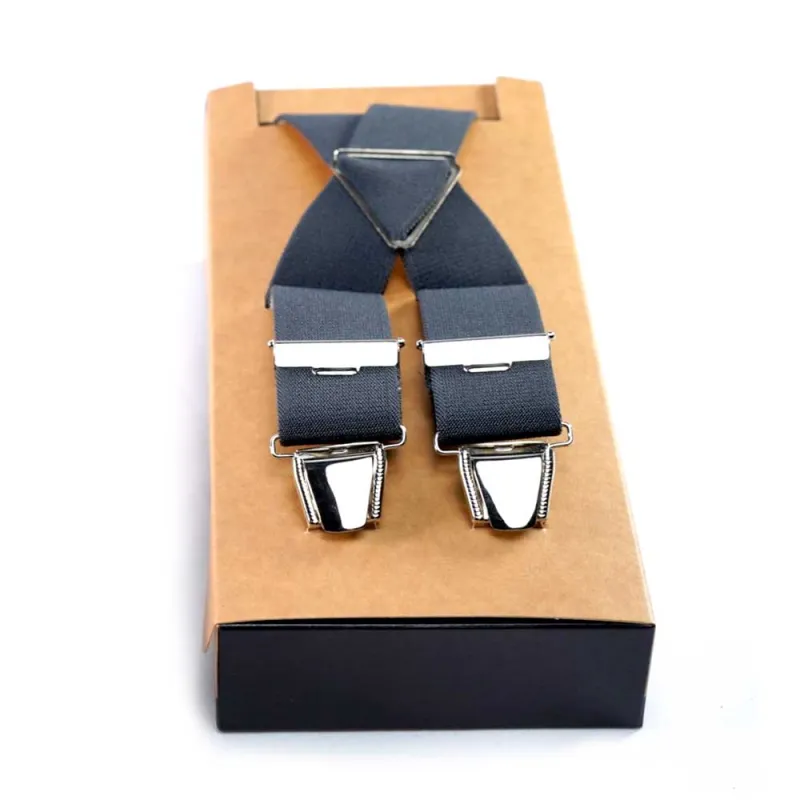 Bretelles homme Hercule 4 pinces gris 120 cm Bretelles homme Hercule 4 pinces gris 120 cm