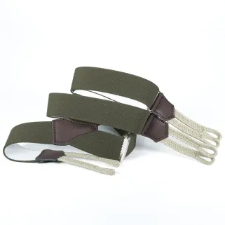 Bretelles kaki à pattes tressées réglables 120 cm