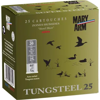 Boite de 25 cartouches TUNGSTEEL bourre jupe 25g 20/70 pb 5+6
