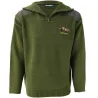 Pull col zippé Camionneur sanglier laine acrylique kaki S à 3XL