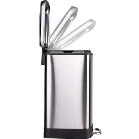 Poubelle à pédale 2 bacs acier inox brossé argenté 2x12L