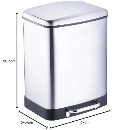 Poubelle à pédale 2 bacs acier inox brossé argenté 2x12L