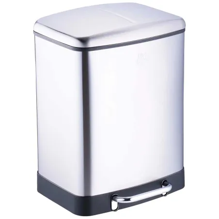 Poubelle à pédale 2 bacs acier inox brossé argenté 2x12L