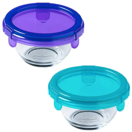 2 récipients empilable verre 0,20L bleu violet 11x11x6cm