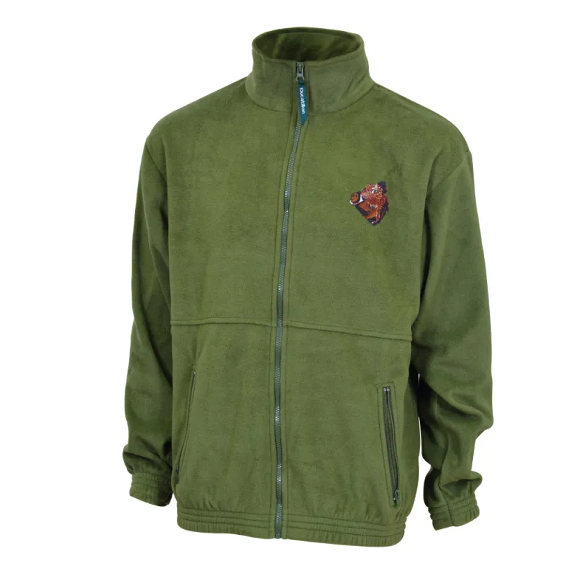 Blouson Polaire Kaki avec broderie sanglier Blouson Polaire Kaki avec broderie sanglier