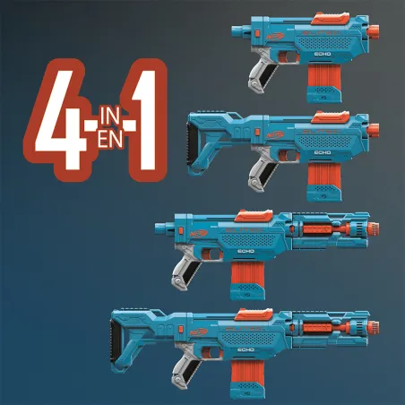Pistolet fléchettes 4 rails modulable x10 portée 27m min 8 ans Pistolet fléchettes 4 rails modulable x10 portée 27m min 8 ans