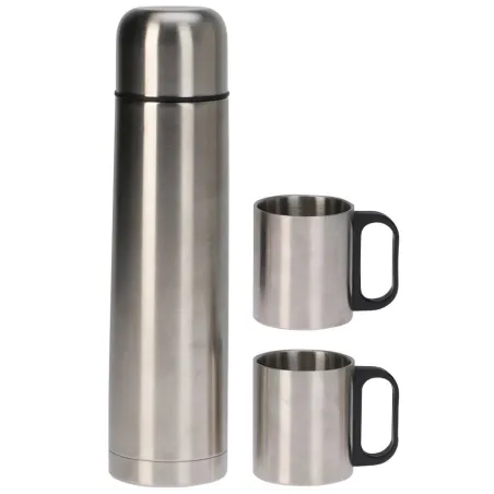 Bouteille isolante acier inox 1L 8x31,7cm + 2 tasses 180ml